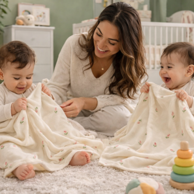 couverture bébé naissance tulipe ludique