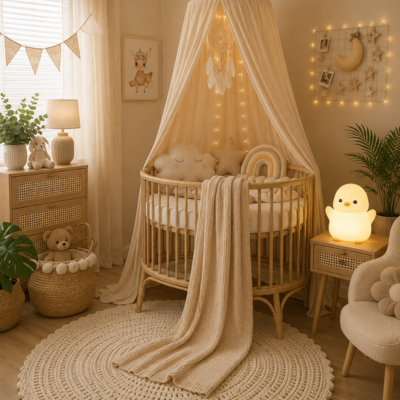 veilleuse bébé lit touche rassurée