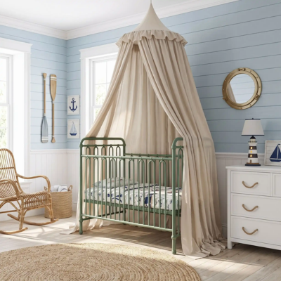 ciel de lit beige nid tendre pour bébé