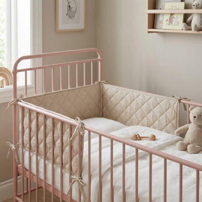 tour de lit bébé beige bonne visibilité