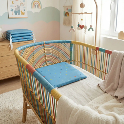 tour de lit bebe bleu fixation simplifie