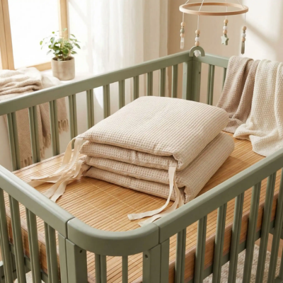 tour de lit beige bébé élimination risque